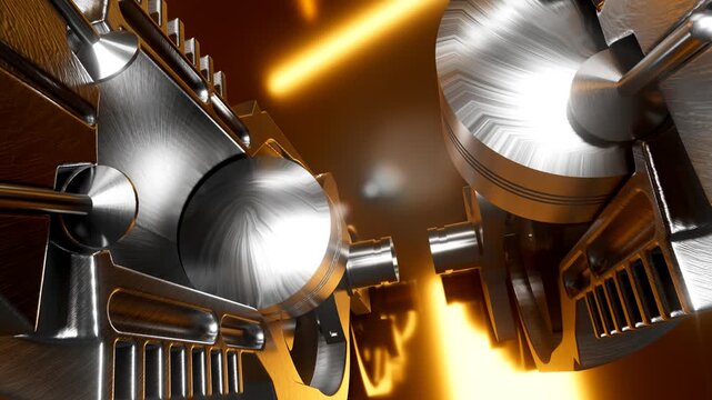 Internal Combustion Engine Pistons Close-Up View
