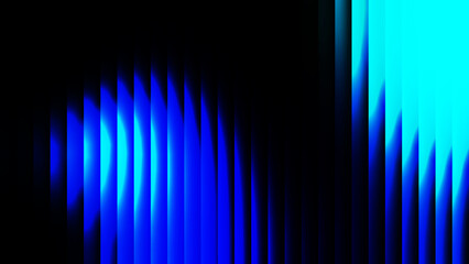 Glass Ripple Distortion Texture with Iridescent Prism Waves and Vibrant Blue-Cyan Spectrum Glow on Dark Background, Futuristic Abstract Neon Light Ripple Illustration