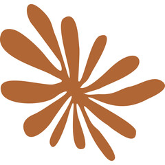 Brown Abstract Splash Shape with Radial Splatter Effect Isolated on Transparent Background