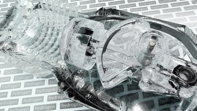 Hydrogen Engine Glass Sculpture Close-Up View