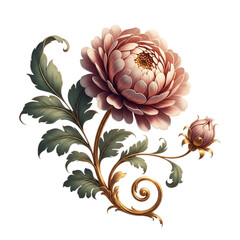 Pink peony flower isolated on transparent background, a symbol of beauty and elegance