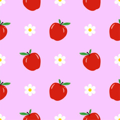 Cartoon red apple seamless pattern