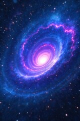 Portal of Swirling Cosmic Energy A mesmerizing, swirling vortex of vibrant cosmic energy, appearing as a magical portal. The colors within the vortex are deep blues, purples, and golds, with