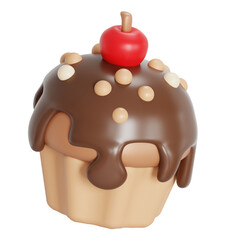 Chocolate cupcake 3D illustration