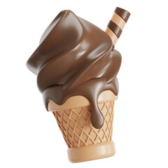 Chocolate ice cream 3D illustration