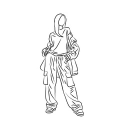 Urban Edge, Fashion Illustration of a Woman in Cargo Pants and Oversized Top
​
