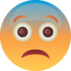 Worried Emoji With Big Eyes And Orange Blue Gradient Background Expressing Fear Anxiety And Concern On Transparent Background Detailed Illustration