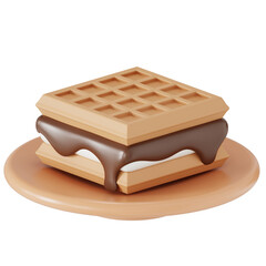 Chocolate waffle 3D illustration
