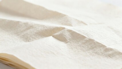 Obraz premium Close-up of crumpled white fabric with soft texture and natural folds