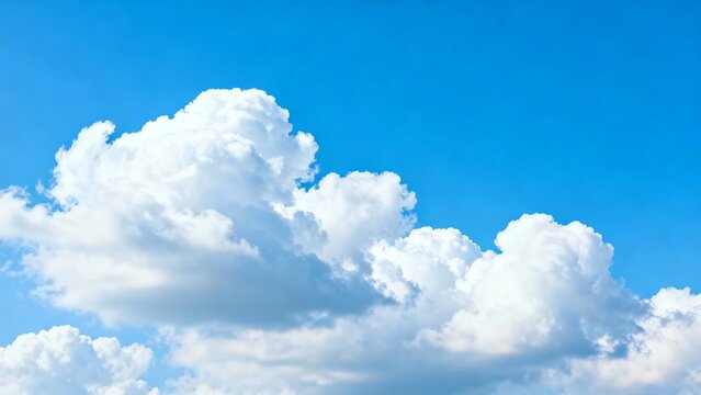 Fluffy white cumulus clouds against a clear blue sky