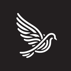 Obraz premium Dove of peace on a black background. Stylized image