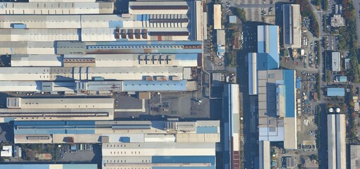 Aerial Top-Down View of Tokyo Industrial Zone