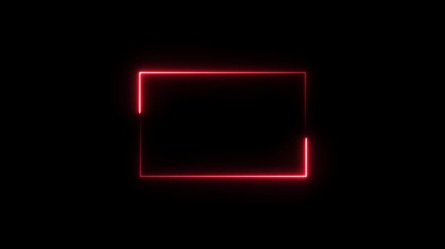 glowing neon square rectangle picture frame icon animation shape frame rotation footage round border frame movement photo frame neon box sign symbol with on a black background