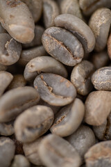 Close up of Unroasted Green Coffee Beans