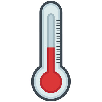 Red liquid thermometer measuring temperature graphic