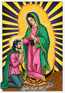 Religious Pop Art: Our Lady of Guadalupe and a Kneeling Devotee