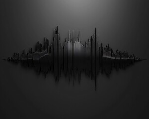 Abstract Black Sound Wave with Dark Background and Vertical Lines