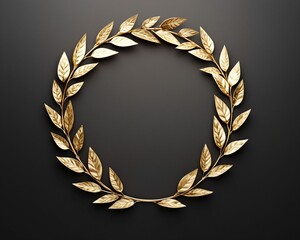 Elegant Golden Laurel Wreath on Dark Background for Decorative Use