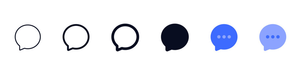 Comment icon , Chat or Speech Bubble Icons featuring clean rounded chat shapes in outline and solid styles, ideal for messaging apps, conversations, comments, and modern communication interfaces.