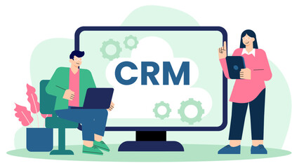 Customer Relationship Management (CRM) Flat Vector Illustration