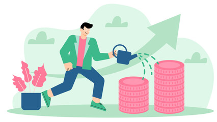 Wealth Management and Asset Growth Flat Vector Illustration
