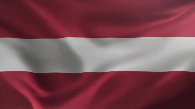 The national flag of Austria with its three horizontal stripes of red white and red fabric waving Europe