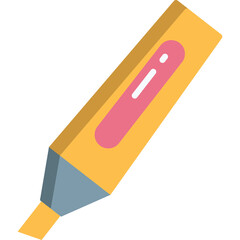Yellow highlighter marker with pink accent against transparent background emphasizing writing and marking tools for education and office supplies