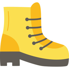 Yellow Hiking Boot With Gray Laces And Dark Sole On Transparent Background