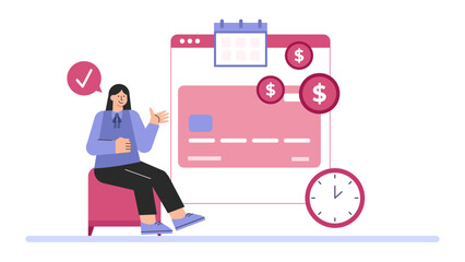 Payroll Management and Salary Payment Flat Vector Illustration