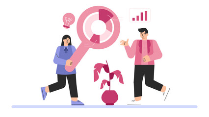 Corporate Marketing Team Planning Campaign Flat Vector Illustration