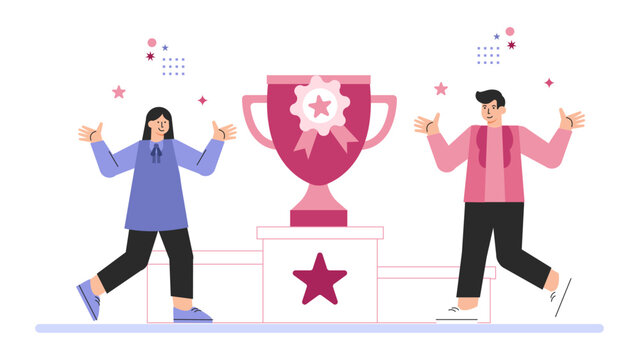 Employee Recognition and Reward Program Flat Vector Illustration