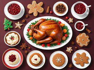 a Christmas meal clip-art illustration