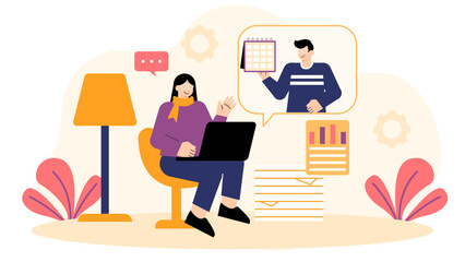 Business People Innovating with Future Tech Flat Vector Illustration