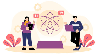 Quantum Computing for Business Flat Vector Illustration