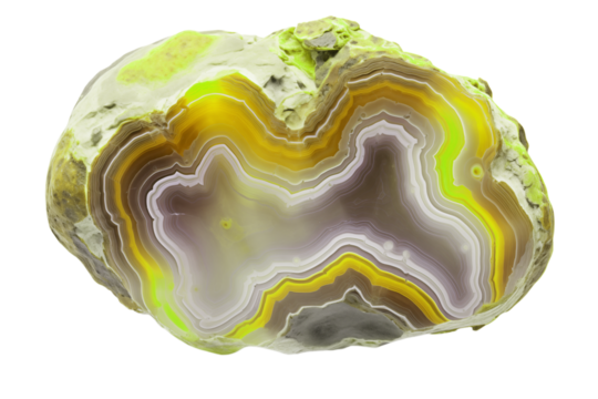 Natural Agate Geode Slice - Vibrant Banded Mineral Specimen on transparent background png