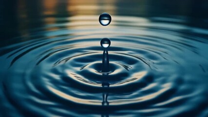 single water droplet creating ripples on a calm surface, capturing delicate reflections and fluid motion in crisp, detailed clarity - Powered by Adobe