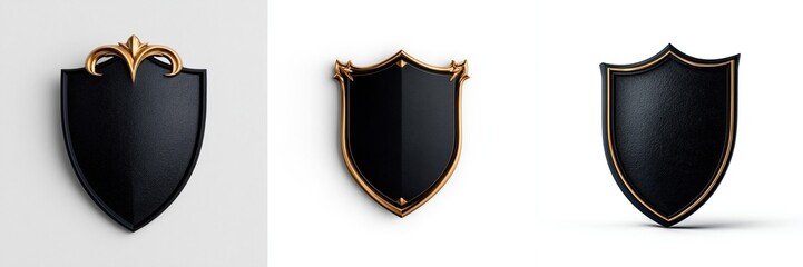 Set of Luxurious Black and Gold Shield Emblems