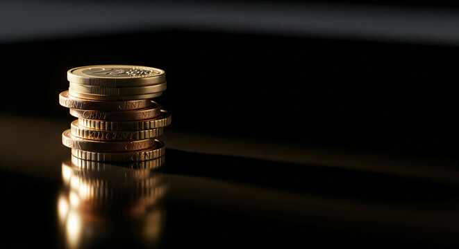 A close-up of a gold coin on a dark surface with a fluctuating line graph in the background, symbolizing financial growth and investment trends.