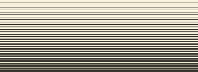 Retro linear halftone gradation texture. Fading thick to thin line gradient pattern. Parallel repeating stripe transition background. Vector horizontal strip wallpaper for overlay, print, cover design