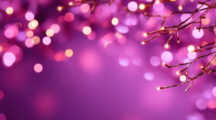Dreamy Purple Bokeh Background with Golden Fairy Lights