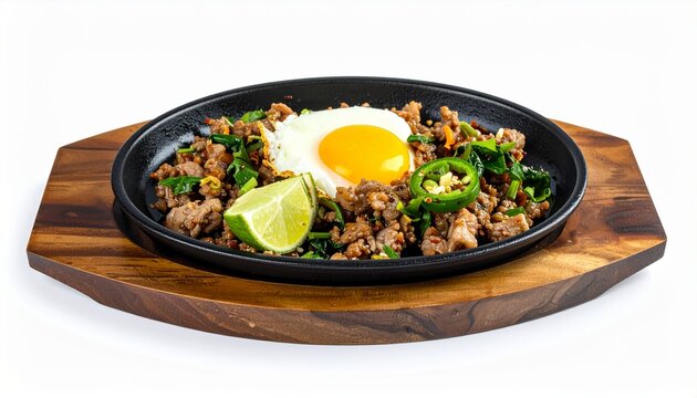Sizzling Pork Sisig Platter With Egg And Lime


