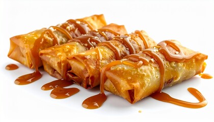 Fried Banana Spring Rolls Turon With Caramel Sauce

