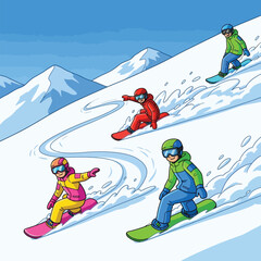 skiing in the mountains