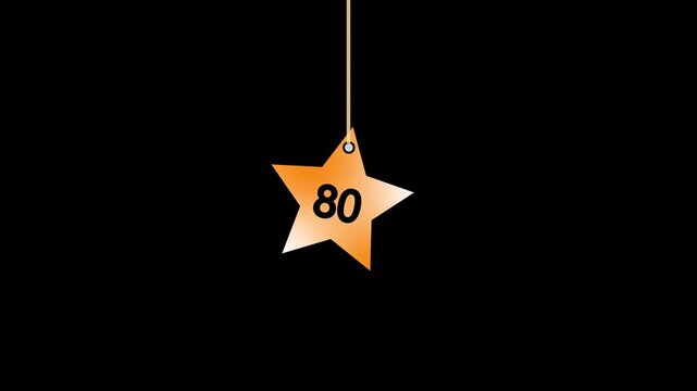 80 Number Hanging Gold Star Animation.