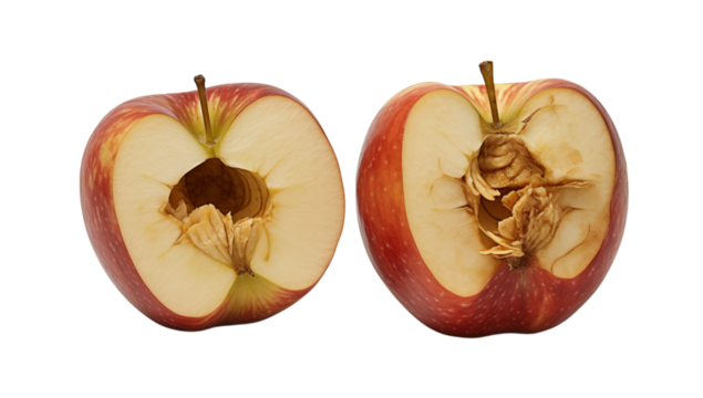 Damaged Red Apple on transparent background png