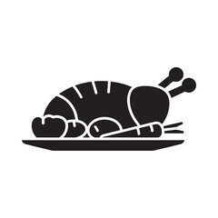 Stylized silhouette of a roasted turkey on a platter