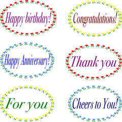 メッセージカードや装飾、シールにしても便利_かわいいチューリップに囲まれたメッセージ6種類セット