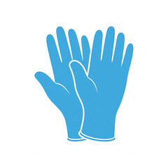 Obraz premium Protective blue gloves illustration and logo design for hygiene and safety concepts, essential medical supplies graphic for healthcare services and clean environments