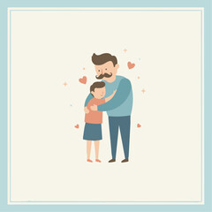 Father & Child Hugging

Flat-vector illustration of a dad hugging his child, warm pastel palette,
