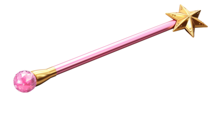 Magical Pink Gold Star Wand - Enchanting Fantasy Prop on transparent background png
